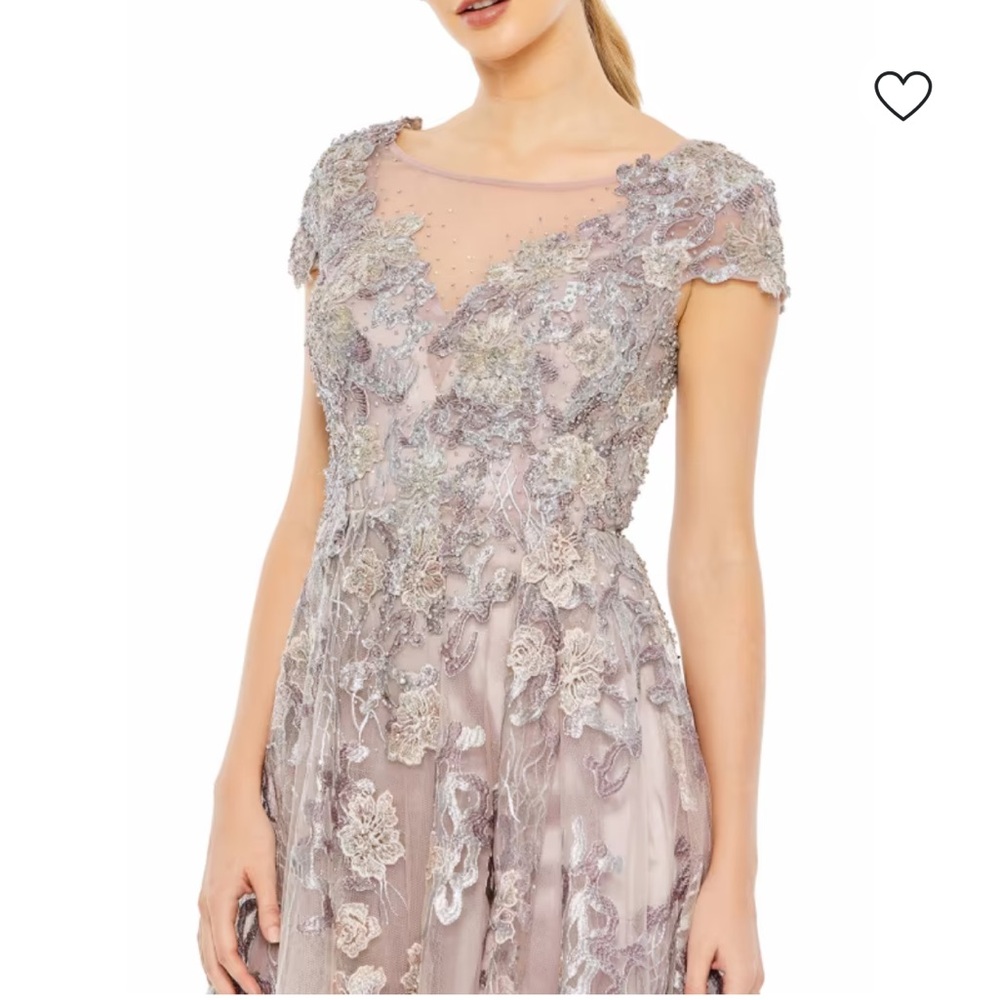 Mac Duggal Lavender Silver Embroidered Evening Gown
